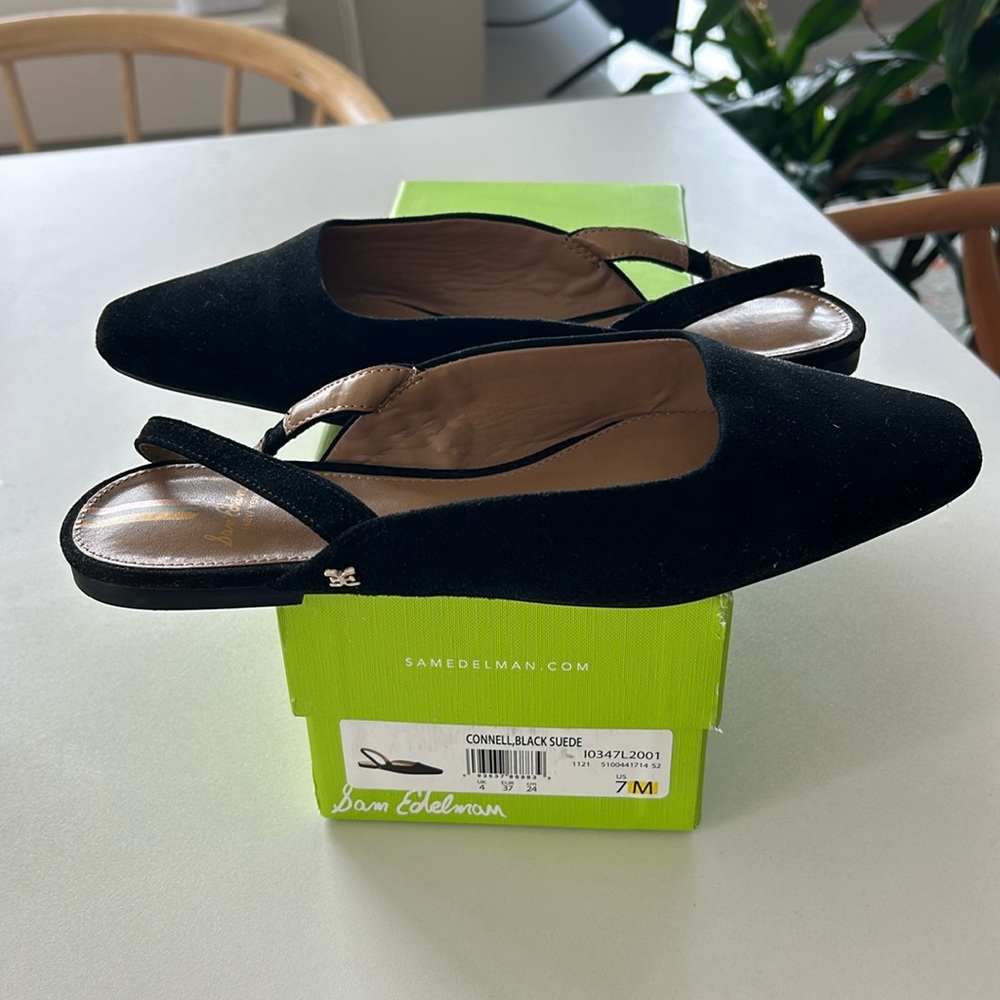 Sam Edelman Black Connell Slingback Flats Size 7